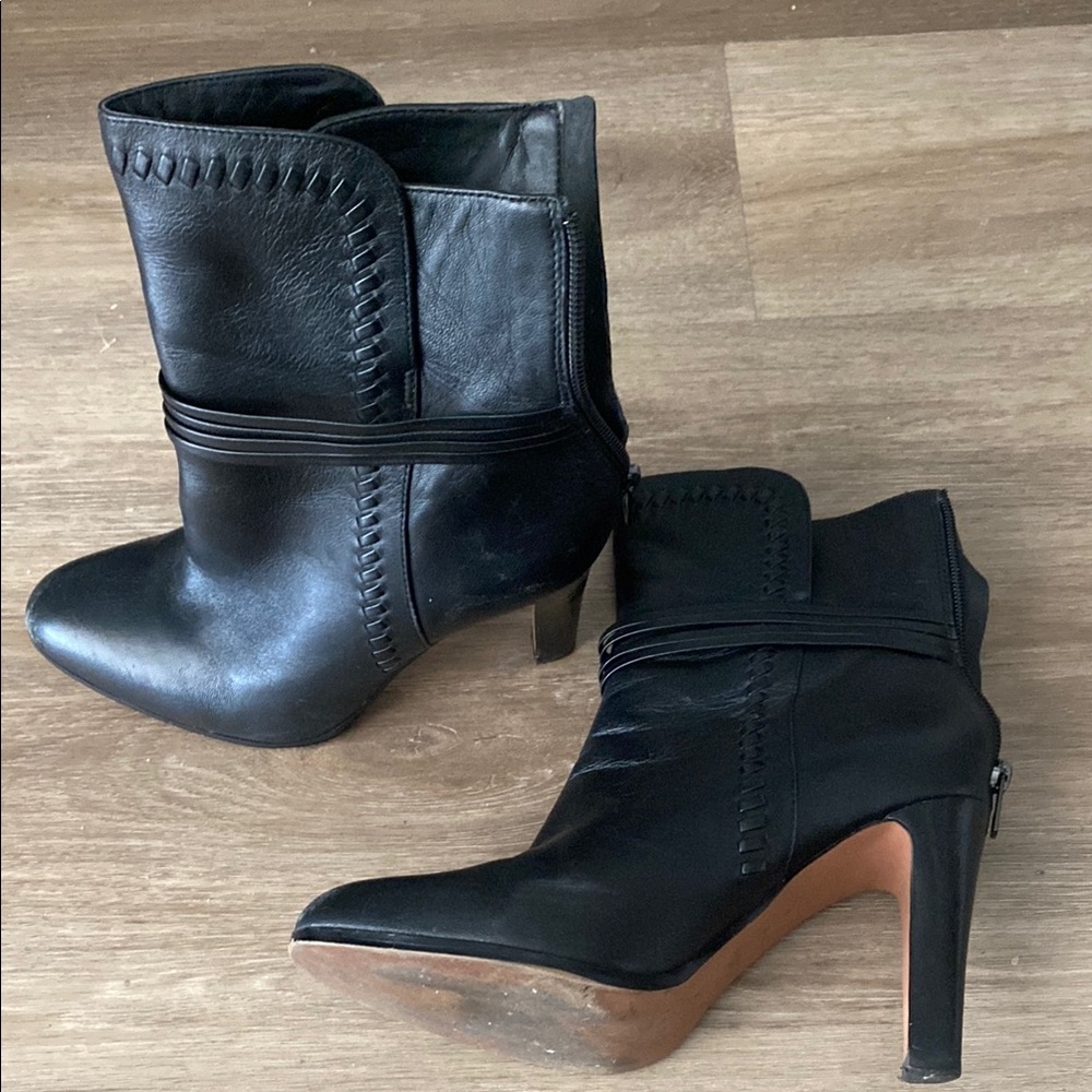 Coach Black Heeled Boots with Textured Upper and Stiletto Heel